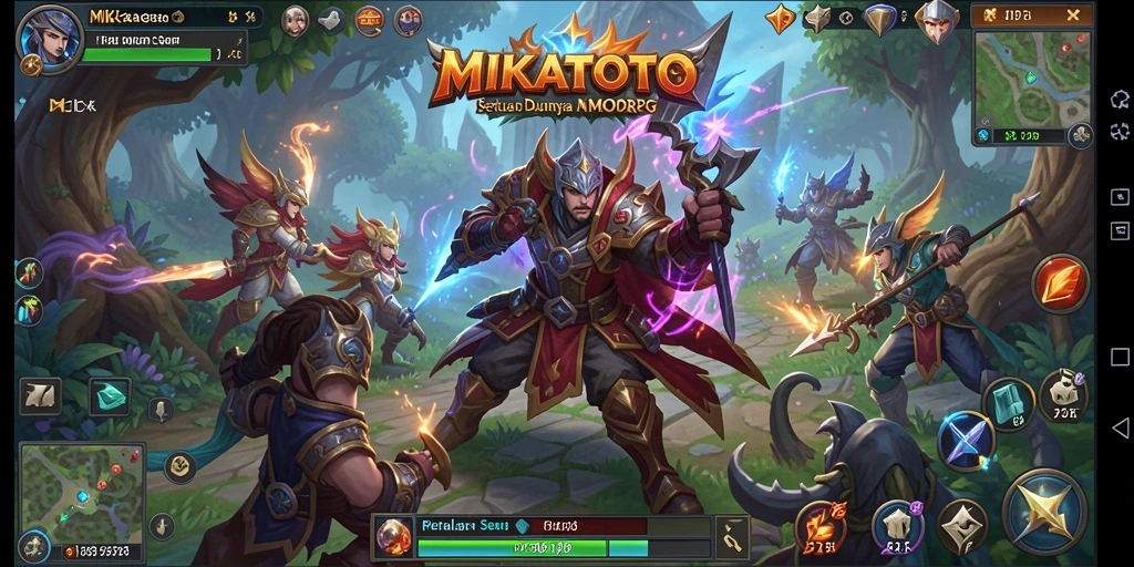 Screenshot gameplay MIKATOTO yang menunjukkan aksi pertempuran yang mendebarkan.