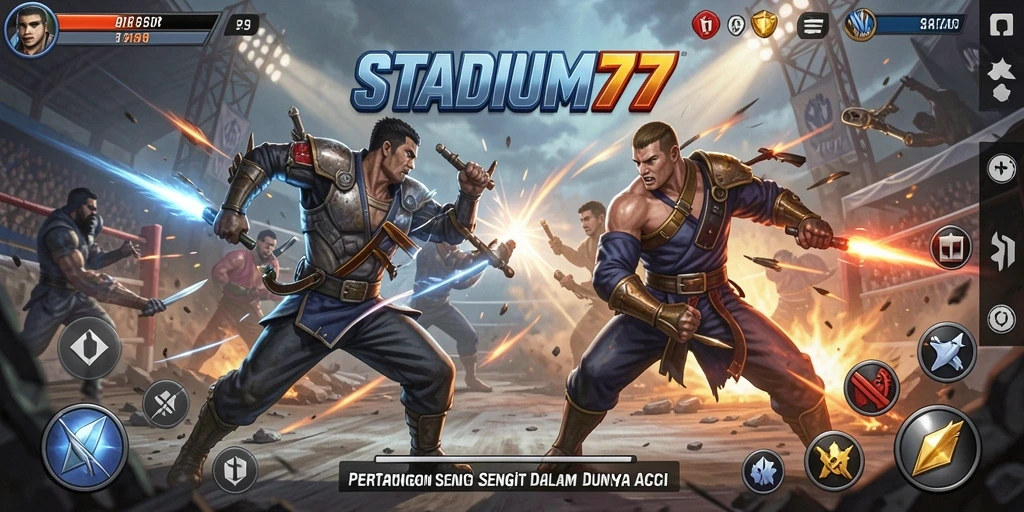 Screenshot aksi mendebarkan dari permainan STADIUM77