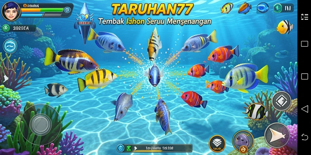 Tangkapan layar dari gameplay Tembak Ikan yang mendebarkan.