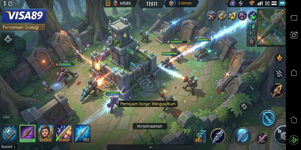 Tangkapan layar dari gameplay menarik di <strong>VISA89</strong> menunjukkan pertempuran dan manajemen kerajaan.